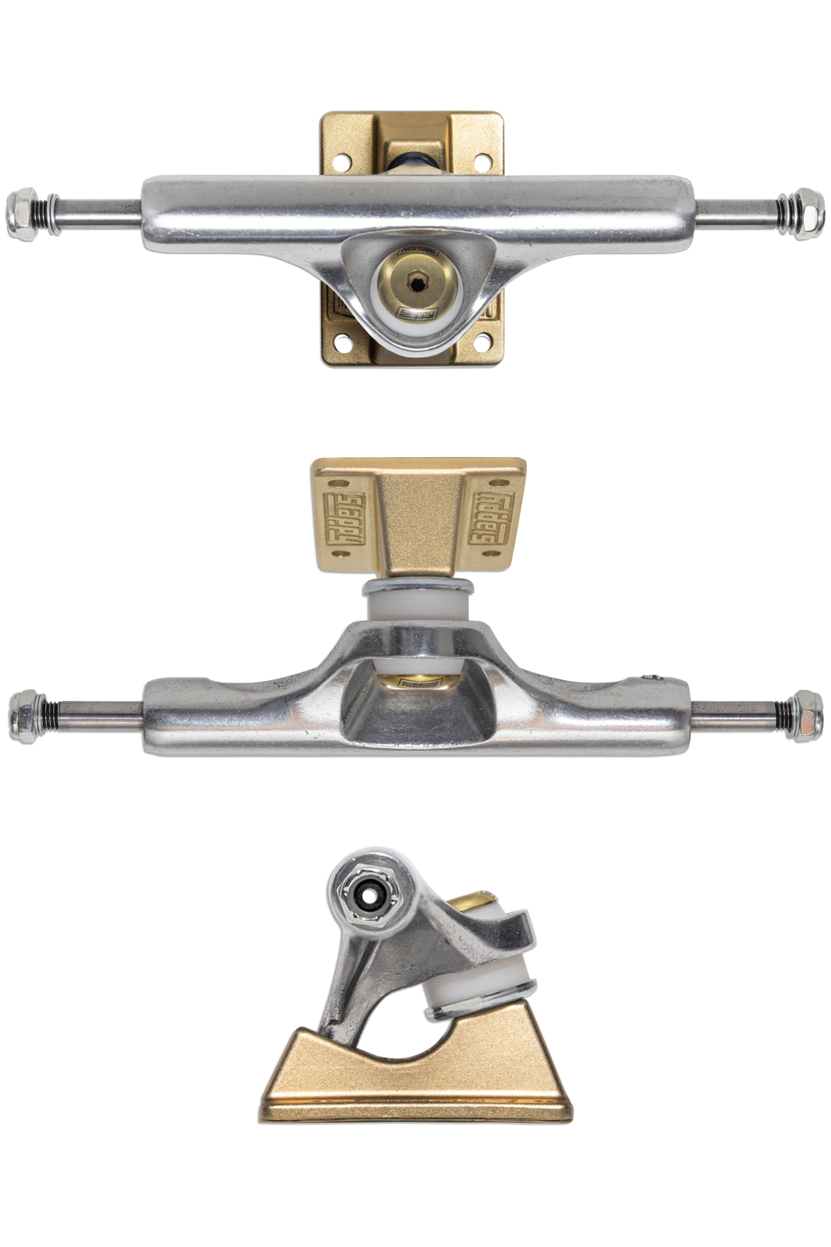 スケートボード SLAPPY TRUCKS Ultra low inverted 8.5 ST1 Ultra Low Inverted Hollow Light Trucks - Gold/Gold | 8
